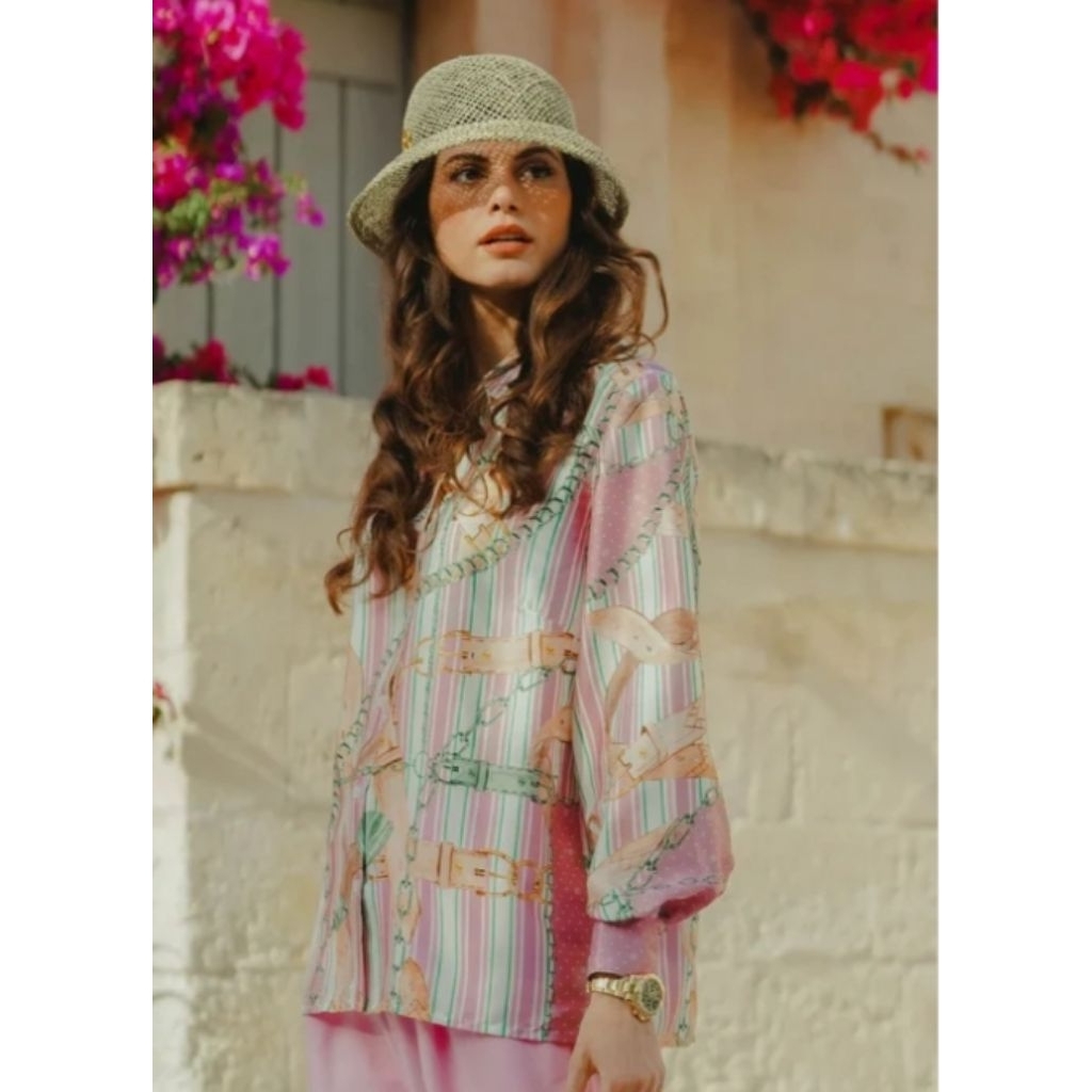 PL Benang Jarum - the chain la Bella cotton shirt- dusty pink XL (475K)