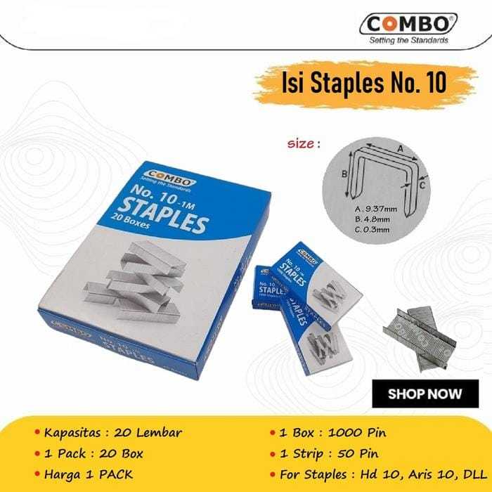 

Isi Hekter / isi stapler / Isi Jepretan / Necis / Isi Staples Kecil No. 10 Combo