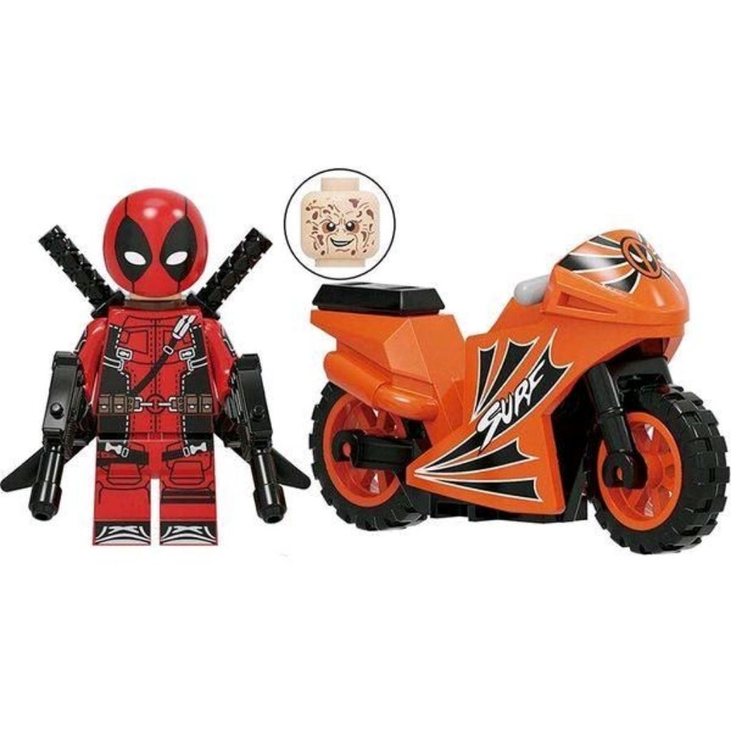 figure Deadpool figure deadpool plus motorcye figure deadpool plus sepeda motor figure x-men figure 