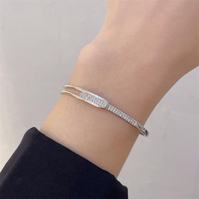 Gelang perak 925 berlapis perak Titanium Wanita Anti Karat Gelang Cewek Perak Disesuaikan Perhiasan 