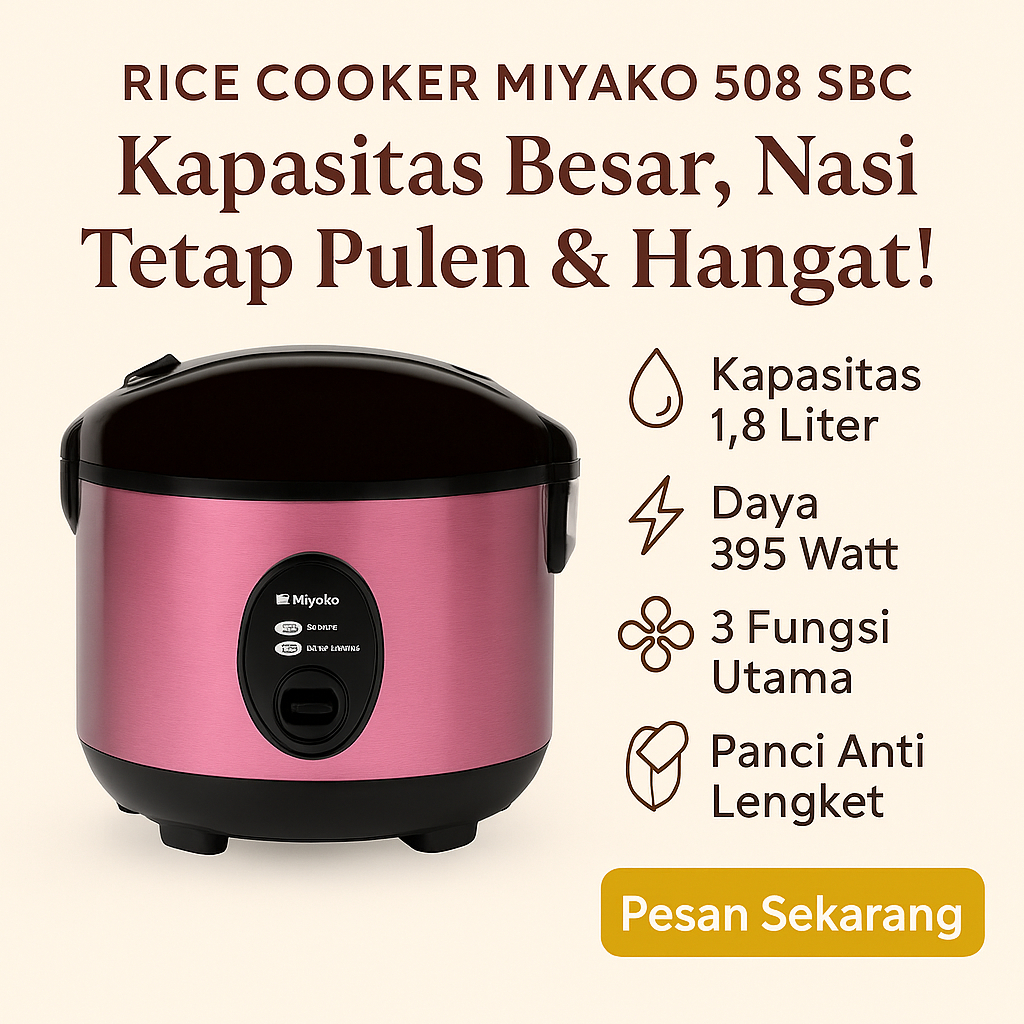 Miyako Rice Cooker 508 SBC / Penanak nasi Miyako  508 SBC / Penanak nasi Miyako Rice Cooker 508 SBC