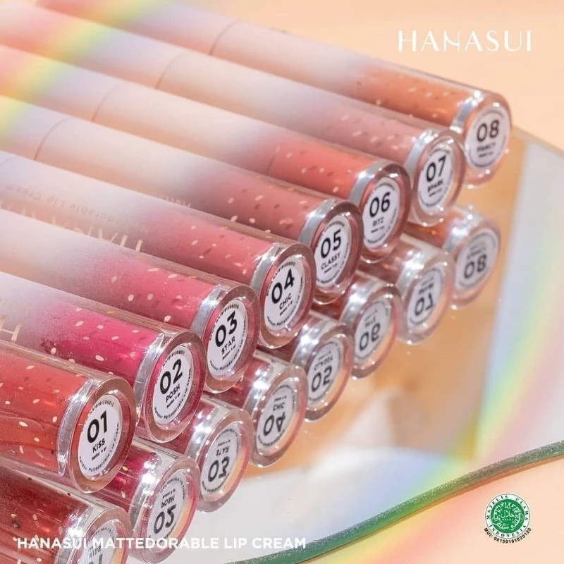 Hanasui Lipcream Mattedorable - Matte Finish, Warna Lengkap, Lipstik Cair, Ringan & Tahan Lama