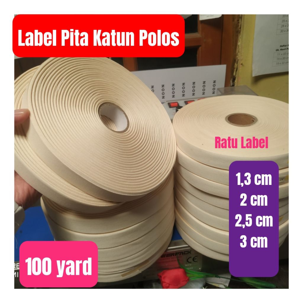 

Pita Label Kanvas Bahan Katun Halus, isi 100 yard