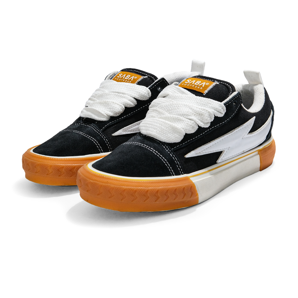 SABA Zenix Pro Black White Gum - Sepatu Sneakers Lokal Pria Wanita | Sepatu Gemuk ZX 54