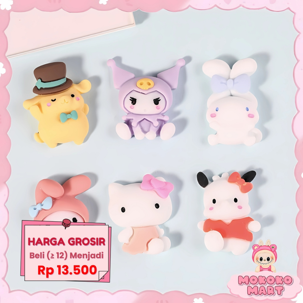 

MM 6 PCS Stiker 3D Aesthetic Sticker Botol Hello Kitty Cinamoroll Kuromi Stiker Tempel 3D Timbul