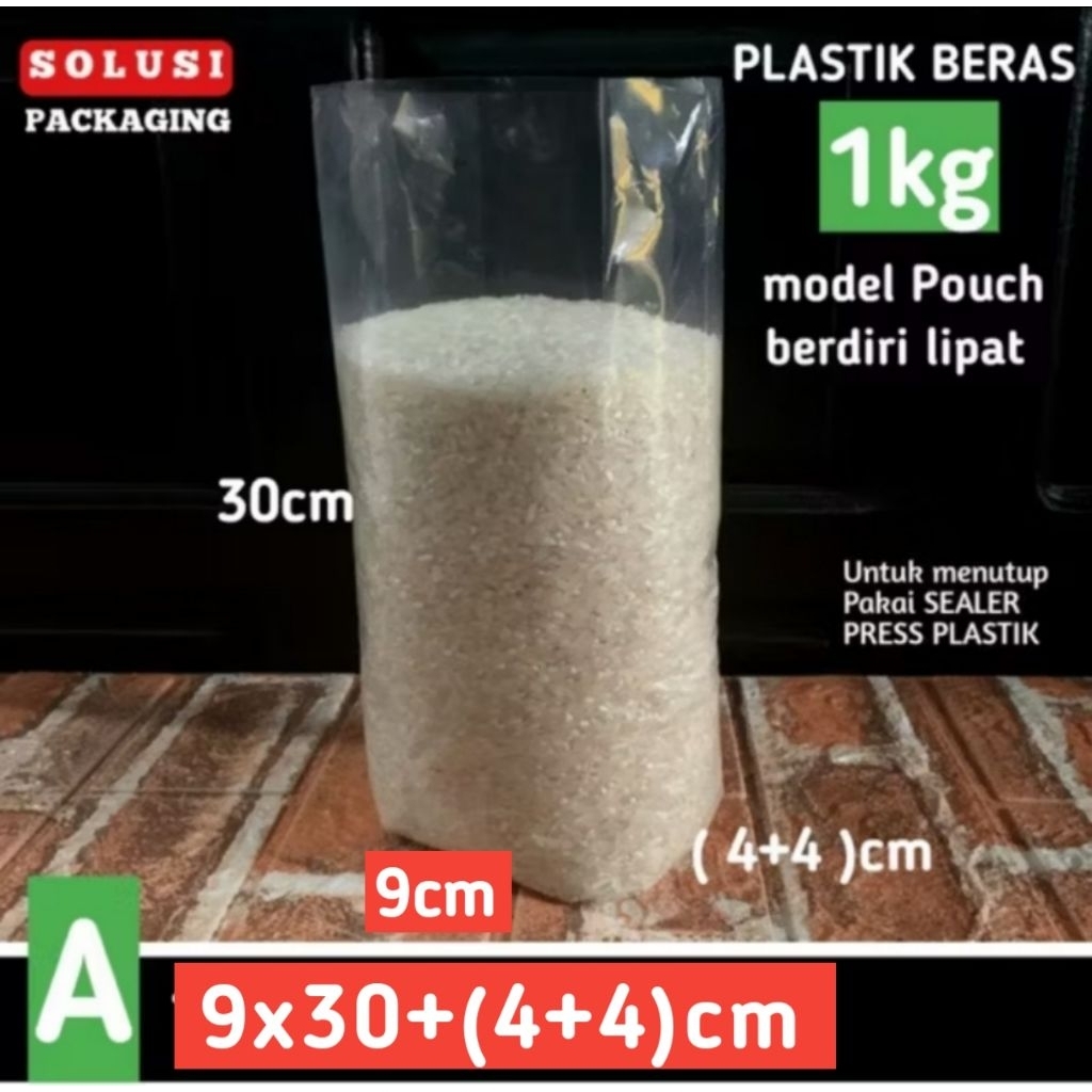 PLASTIK BERAS GULA 1-1.5 KG | PLASTIK LIPAT BERDIRI 9x32 cm POUCH