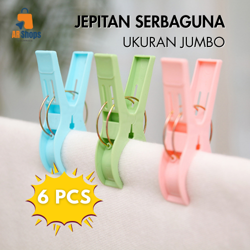 ARS 6 PCS Jepitan jemuran Baju / Jepit Jemuran Baju Jumbo / Penjepit Baju Jemuran / Jepitan Baju