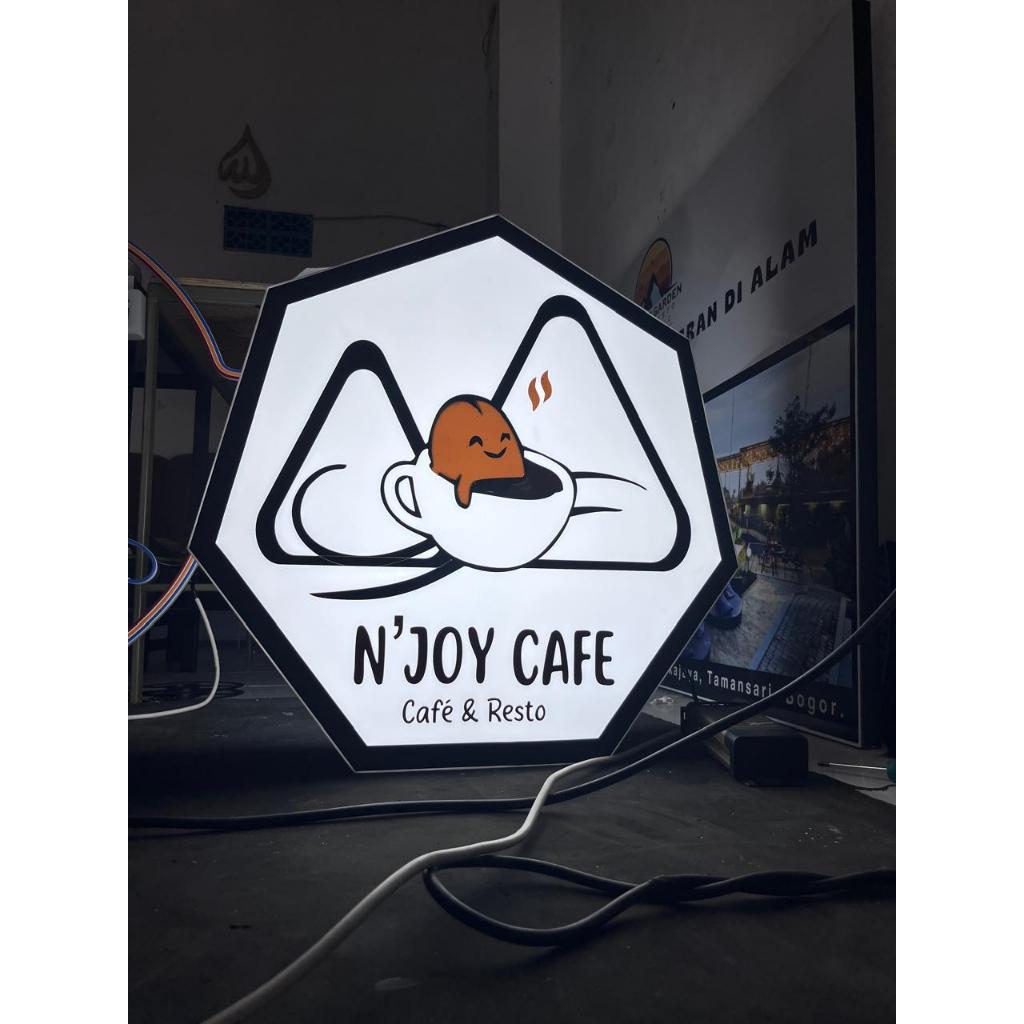 Costum Neon Box Logo bulat, costum neon box bentuk , Neon box Resto & Cafe dan lain lain