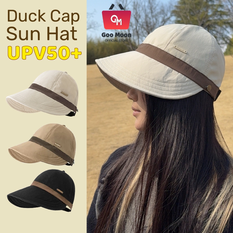 GOOMOON-Topi Wanita Korea Fashion Anti UV  Dengan Kait Masker Pelindung Matahari Topi Hijab Hat
