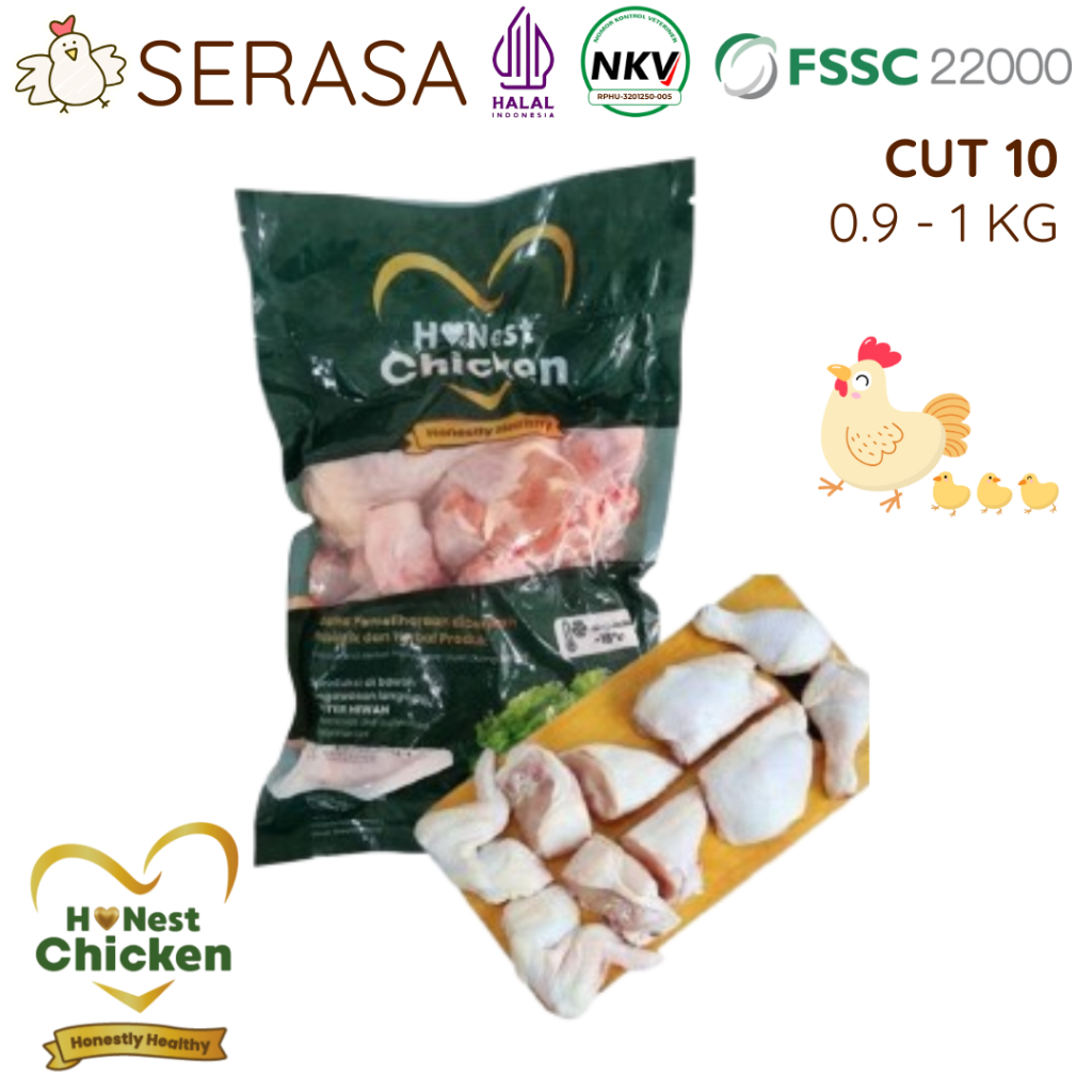 

HONEST CHICKEN DAGING AYAM PROBIOTIK AYAM CUT 10 - AYAM POTONG 10 HALAL NKV 900 GR - 1000 GR