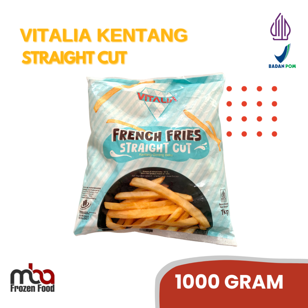 

VITALIA Kentang Straight Cut / French Fries Straight Cut 1 Kg /Kentanggoreng /Sidedish /Camilan /Gorengan /Kentang /Frozenfood /Nugget /Snack /Makananringan