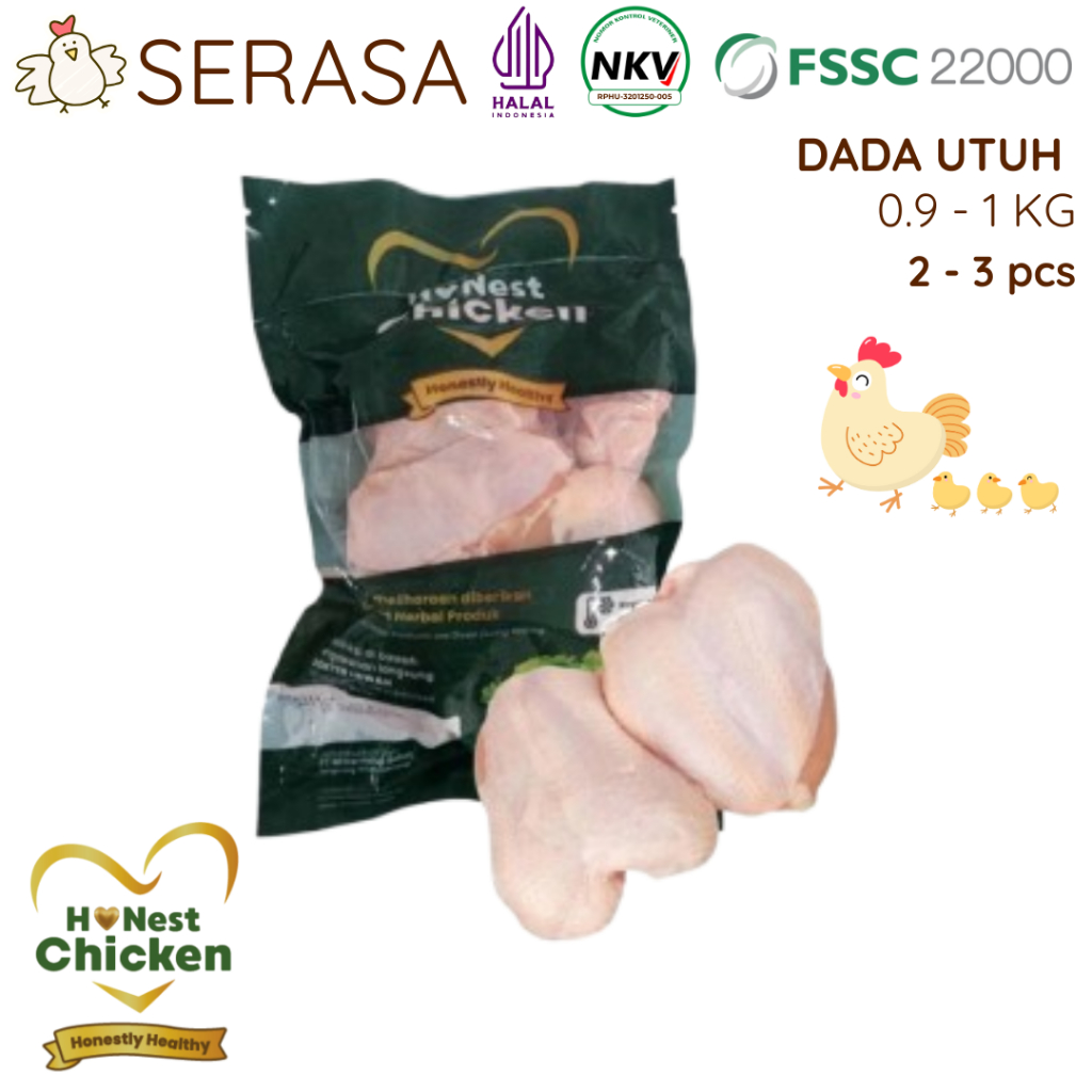 

HONEST CHICKEN DAGING AYAM PROBIOTIK AYAM DADA UTUH HALAL NKV 900 GR - 1000 GR
