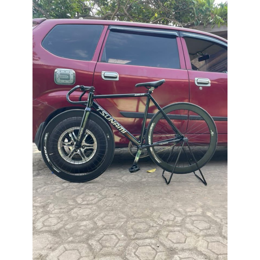 Sepeda fixie tsunami hitam velg araya request