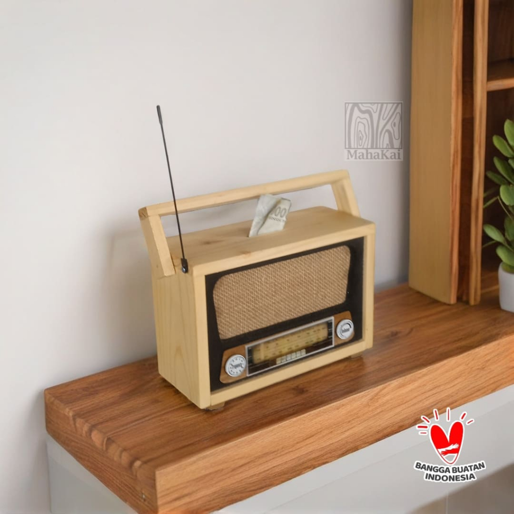 Celengan kayu bentuk radio retro vintage  jadul unik estetik pajangan dekorasi kantor cafe hadiah su