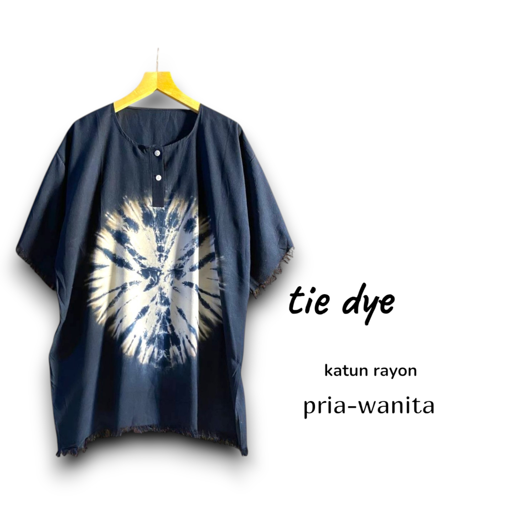 Baju Santai Tie Dye Pria Wanita Katun Rayon Motif Bulat Talas - Kaos Bali