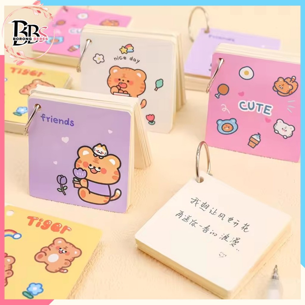 

BORES Notebook Ring Mini Isi 80 Lembar Buku Note Gantung Karakter Lucu Sticky Note Lucu Notepad Dengan Gantungan DIY Book 80Lembar Buku Catatan Memo Karakter