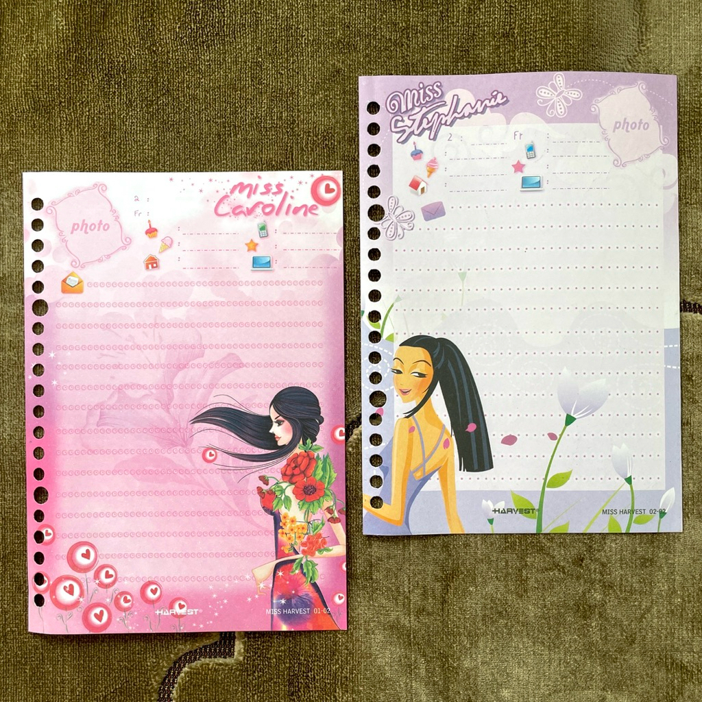 

[HARGA PER LEMBAR, MIN 5 PCS, BISA MIX] Kertas Binder/Loose Leaf Harvest Miss Caroline (01) & Miss Stephanie (02)