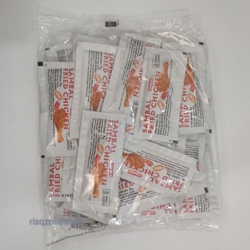

Saos SAMBAL FRIED CHICKEN Indofood Sambal Pedas Ayam Goreng 24 Bks ( 1 pak @ 8gr )