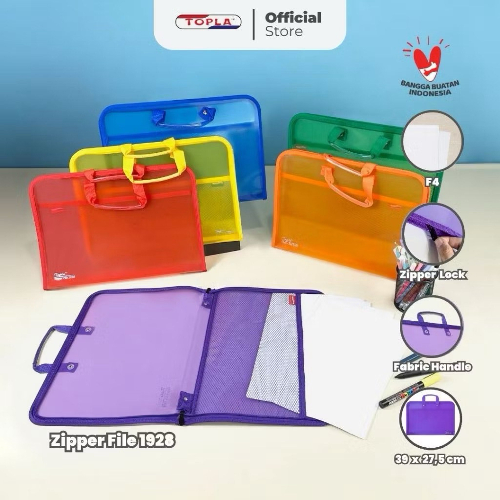

TOPLA Tas Resleting Dokumen Zipper File 1928 Map Dokumen Resleting Ukuran Folio F4 Sekolah Kuliah dan Kerja...