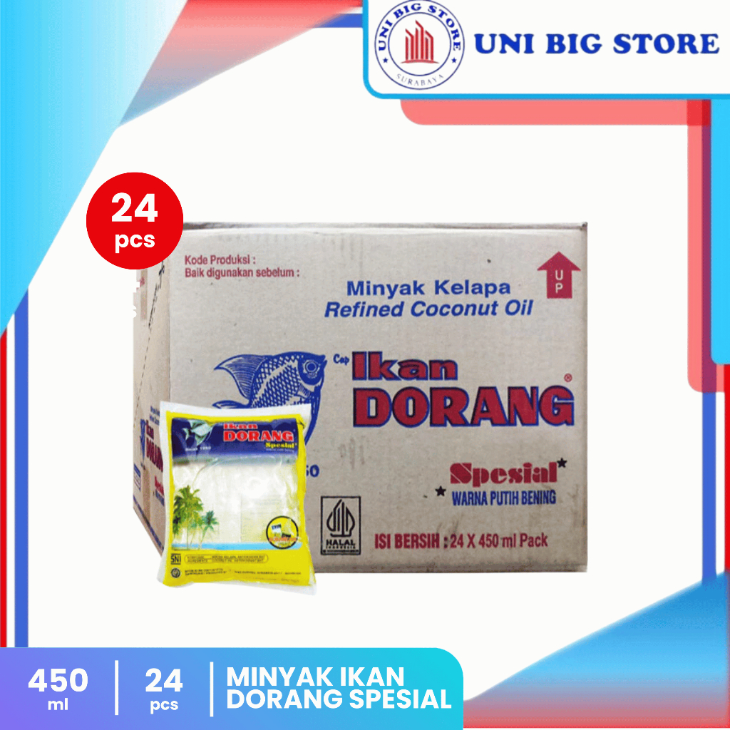 

Minyak Goreng Ikan Dorang Spesial 450 ml x 24 pcs DUS Fried Oil Dorang Special