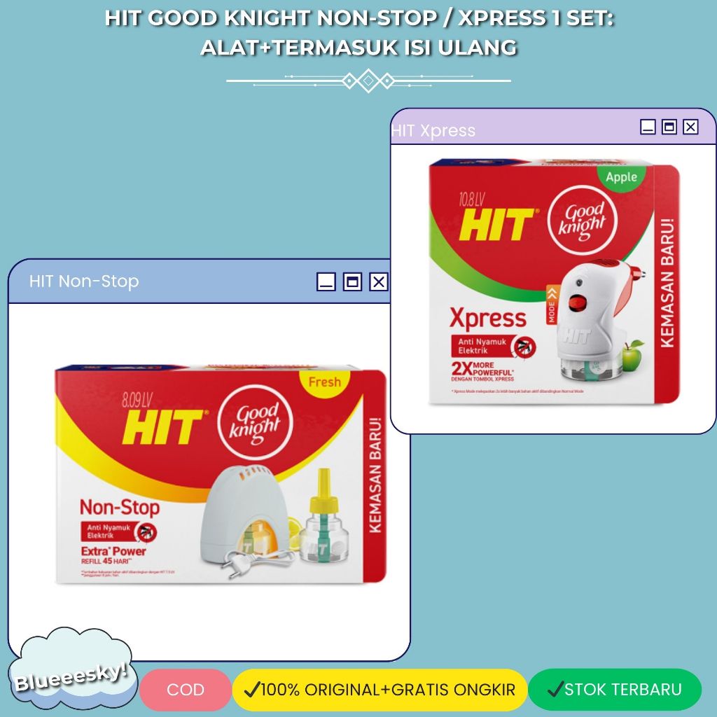 HIT Xpress Nonstop Satu Paket Set Alat dan Isi Ulang Refill Anti Nyamuk Elektrik Cair