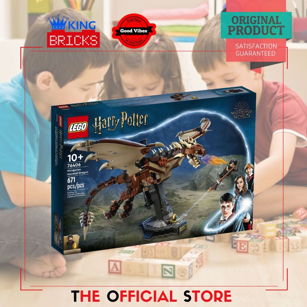 LEGO Original HARRY POTTER 76406 Hungarian Horntail Dragon - Mainan Anak Kreatif Disney Naga Sihir E