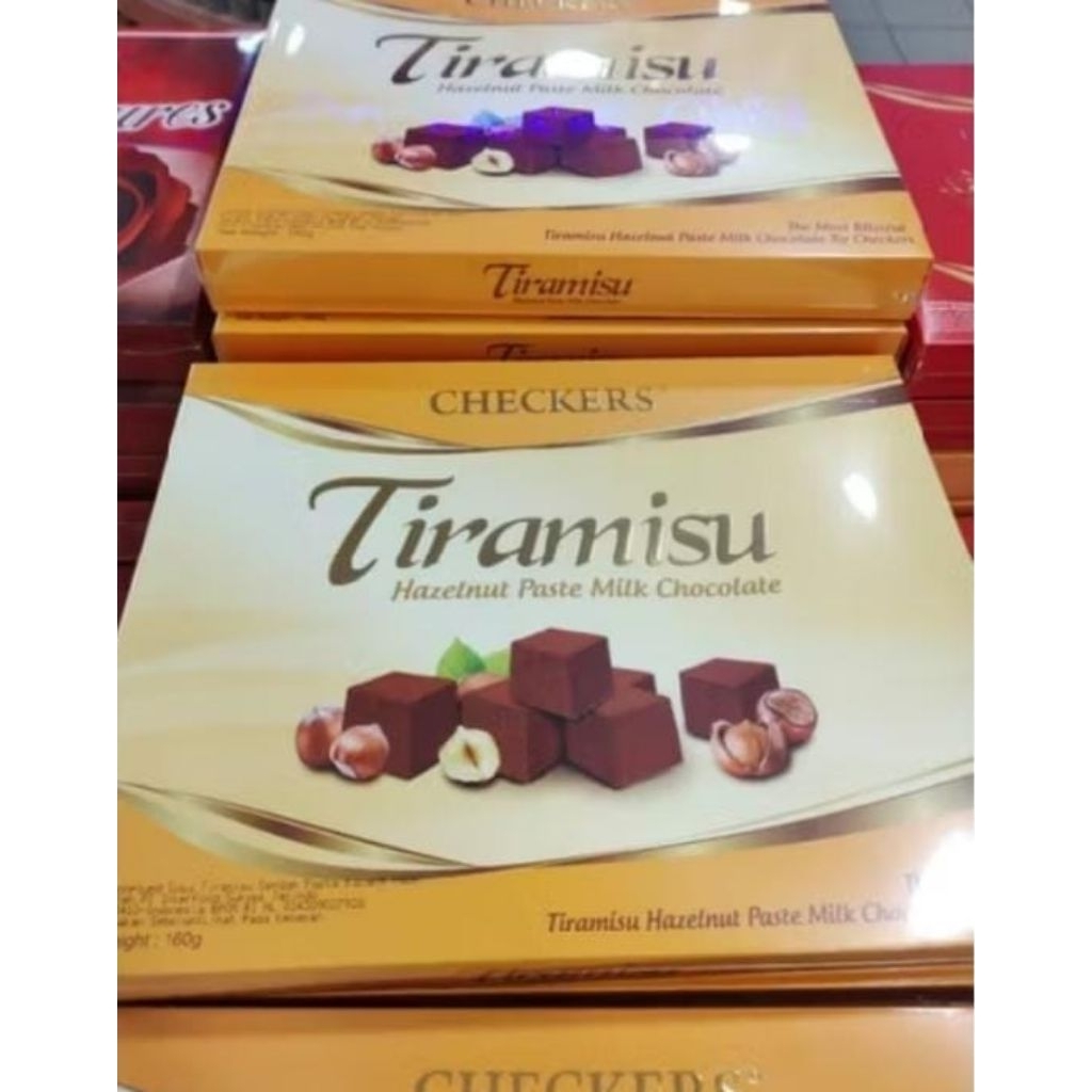 

Cokelat Checkers Tiramisu Hazelnut Chocolate 160gr Box