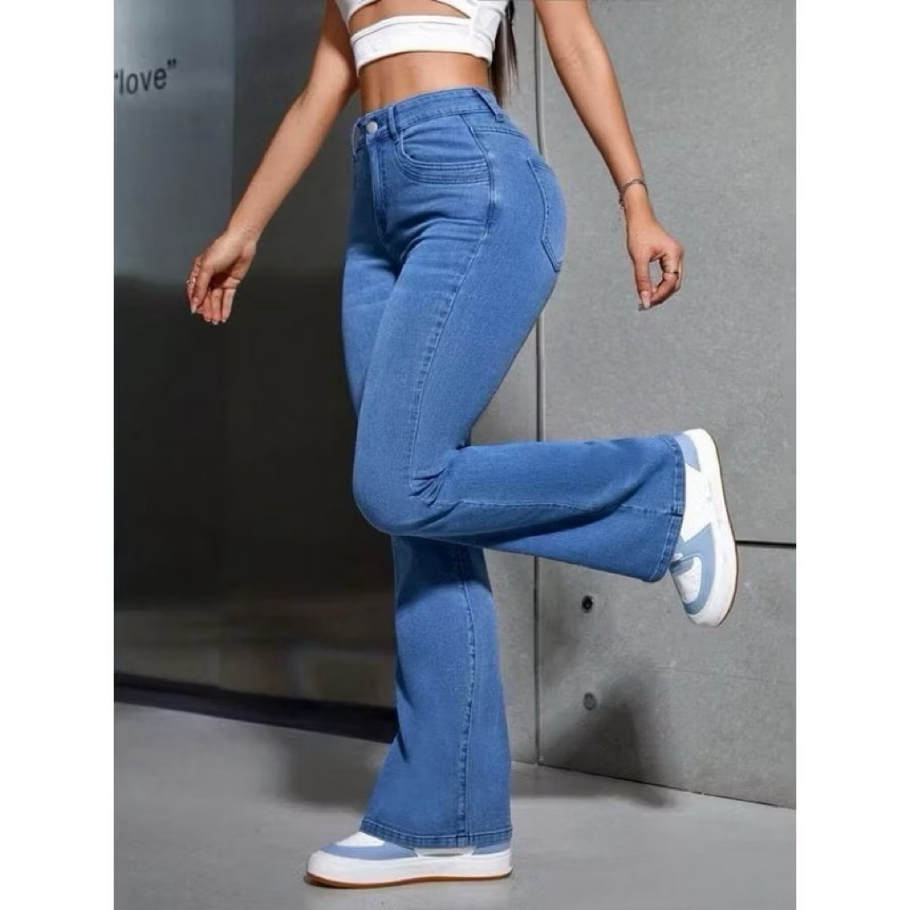 Hightwaist Jeans Wanita Celana Panjang - Flared - Streetch Premium - Celana Jeans Tinggi Atas Perut 