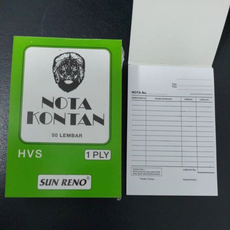 

(10Pcs)Buku Nota Kontan kecil 1 ply HVS merk SUN RENO made in Indonesia K1K