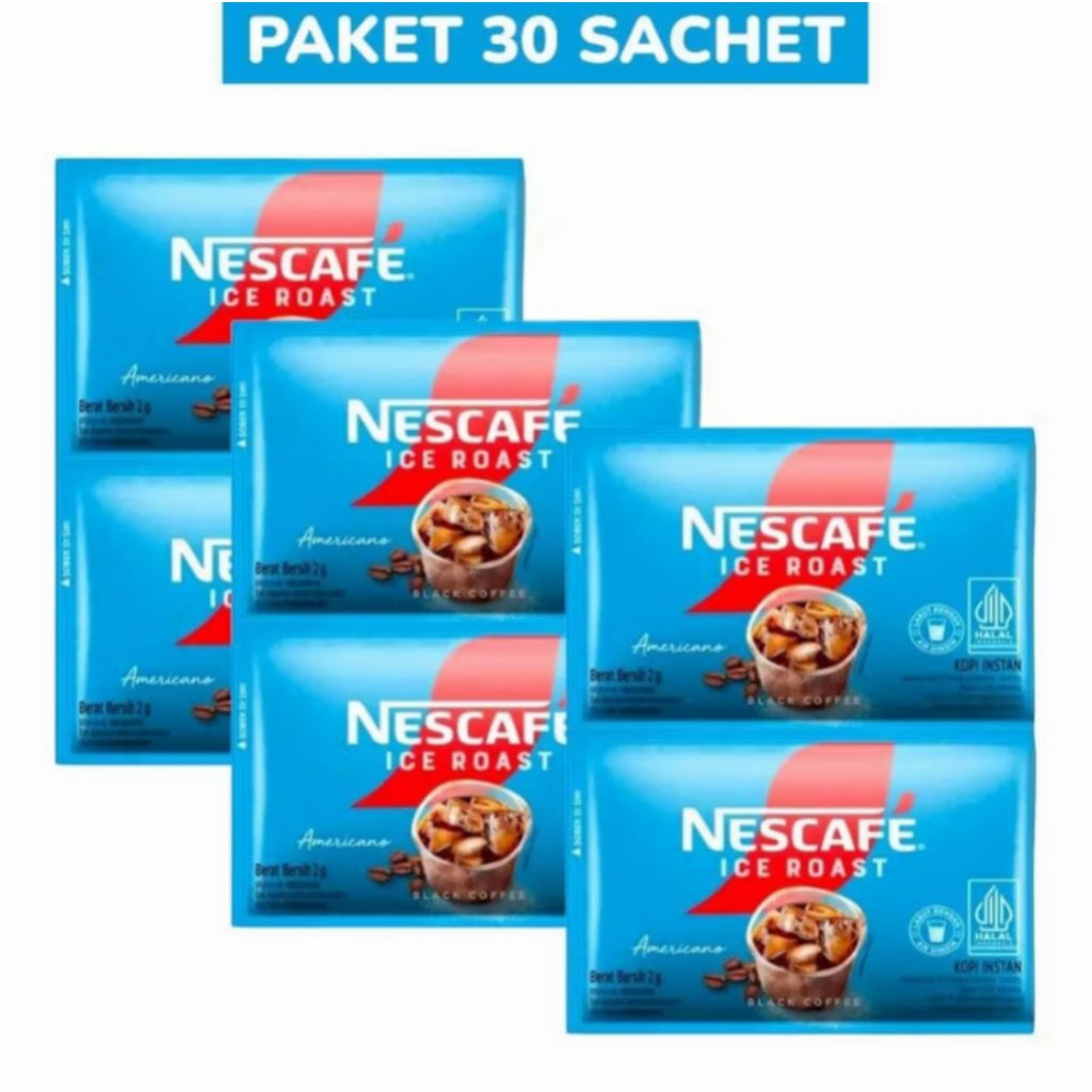 

Nescafe Ice Roast Americano Kopi Instan Sachet 2g Isi 30 Sachet Robusta Rasa Americano untuk Penggunaan Sehari-hari Paket 30 Sachet