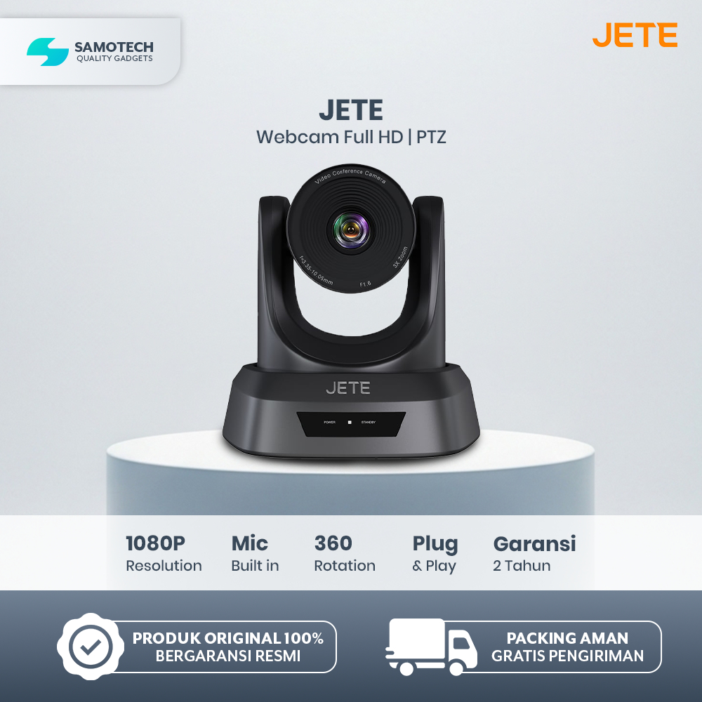 JETE PTZ Webcam Video Conference Zoom 3X – Kamera Meeting Online Profesional – Garansi 2 Tahun