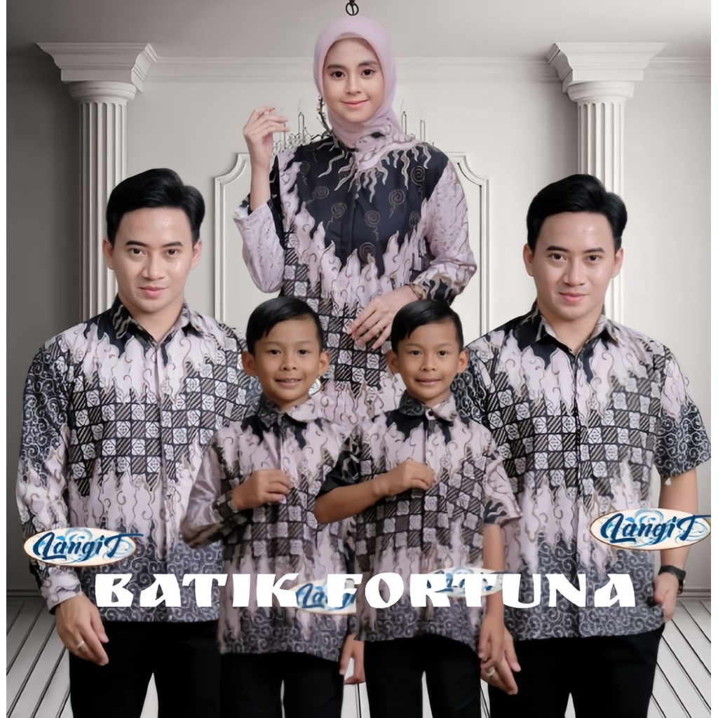 SEROJA HITAM | BAJU BATIK COUPLE KELUARGA || BAJU BATIK COUPLE AYAH DAN ANAK LAKI-LAKI UMUR 2 SAMPAI