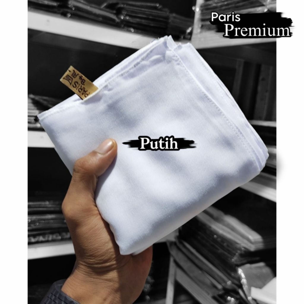 Hijab Segi Empat Paris Premium Jahit Tepi Warna Putih bersih Putih Sekolah SMP SMA | Hijab Warna Put