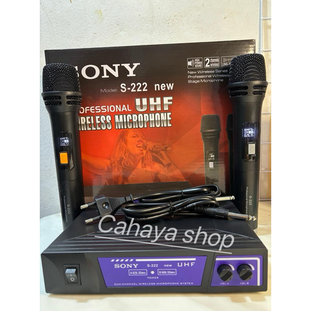 mic wireless sony S222 UHF layar display 2pcs microphone wireless