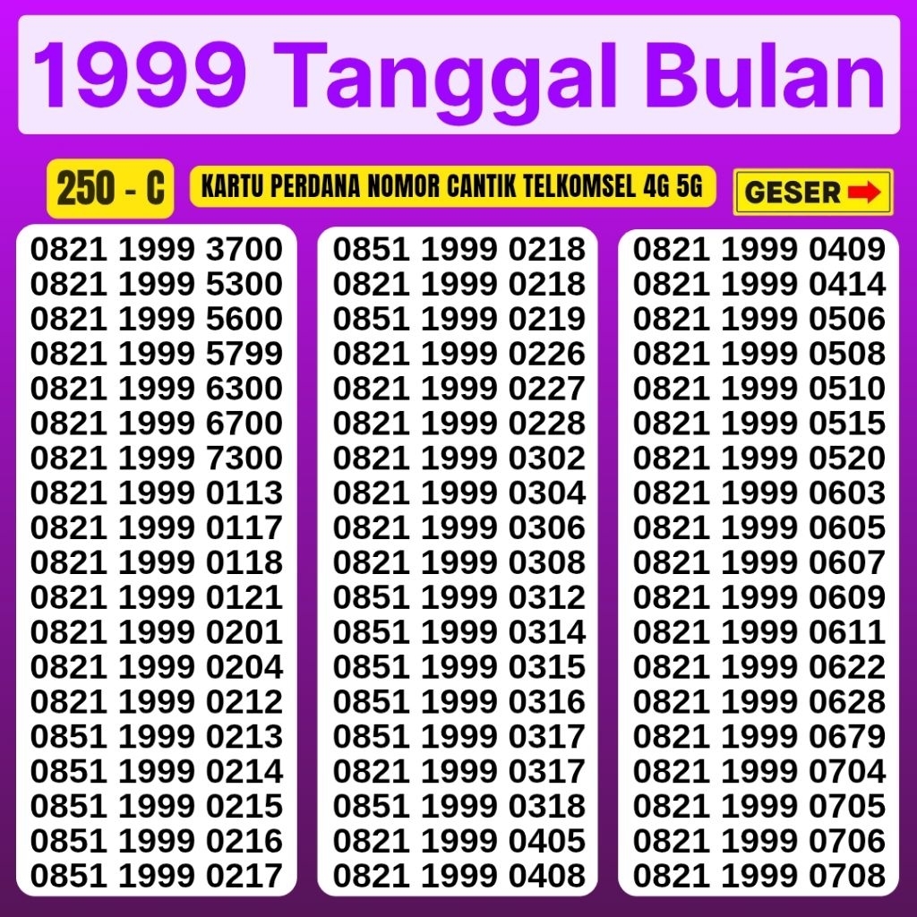 Kartu Perdana Nomor Cantik Telkomsel Simpati 4G 5G Telkomsel Nocan Simpati Nomer Cantik Telkomsel No