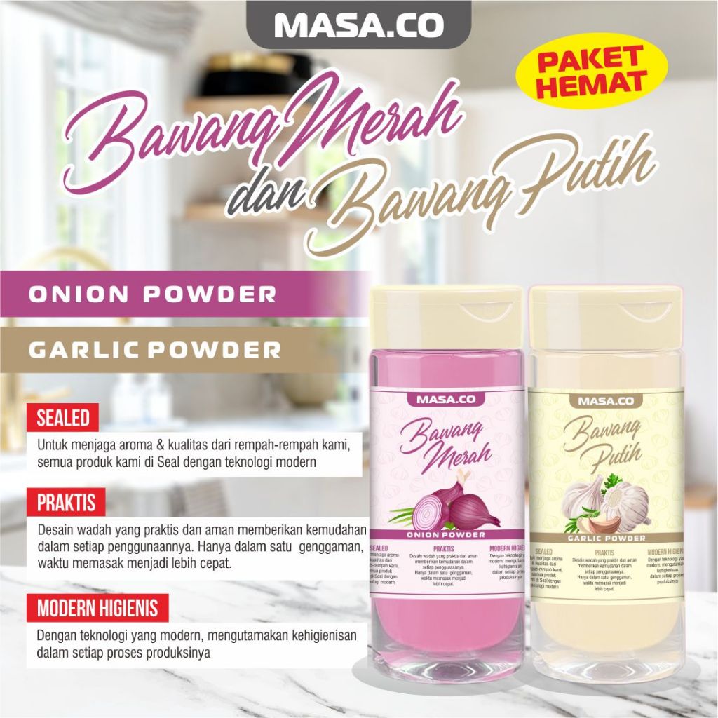 

PAKET HEMAT BUMBU DAPUR - BAWANG MERAH & BAWANG PUTIH KEMASAN 100ML - 140ML