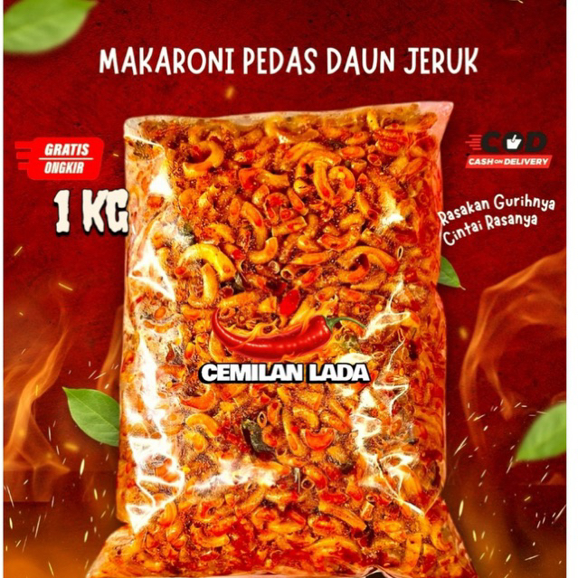 

Makaroni / Makaroni cikruh pedas daun jeruk 1kg / Makaroni cemilan lada