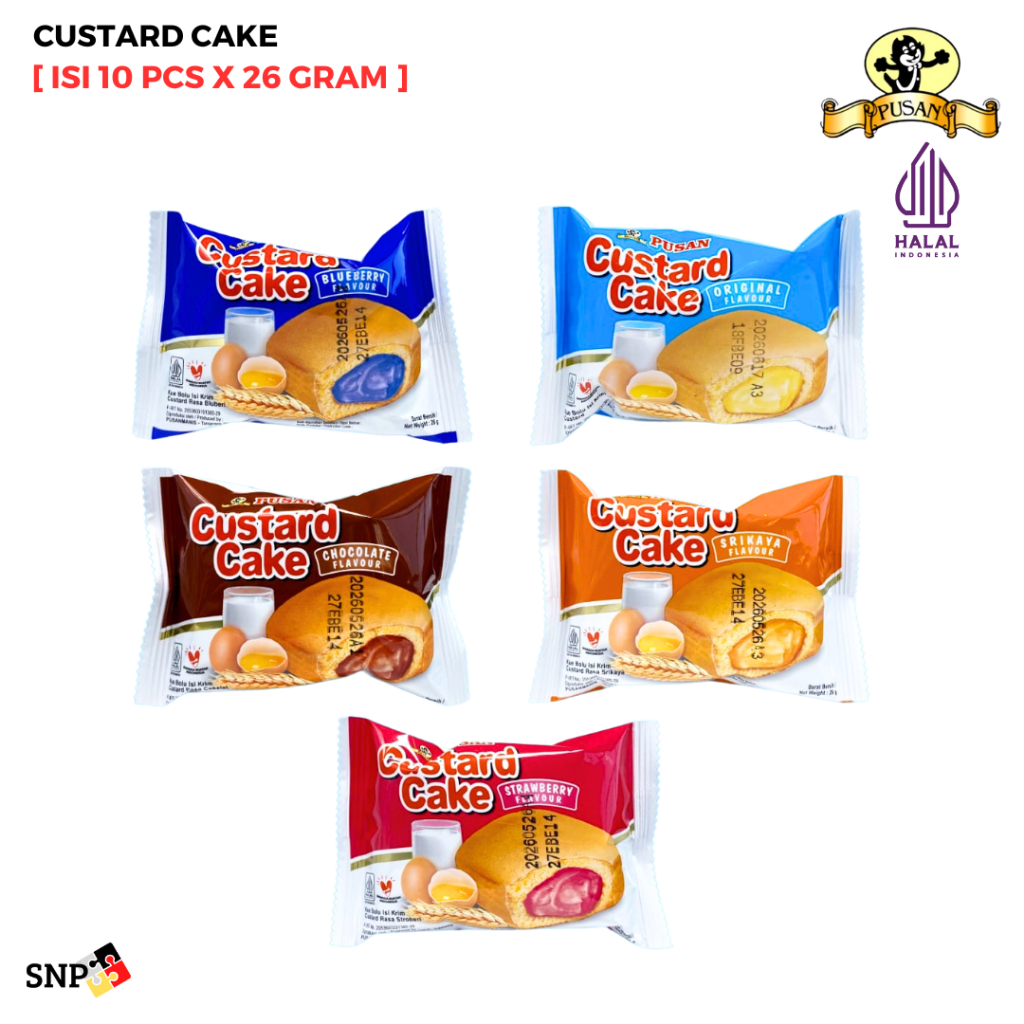 

PUSAN Custard Cake Bolu Isi Krim Aneka Rasa Isi 10 Pcs