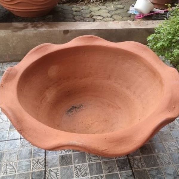 POT TERATAI, POT TANAMAN AIR DARI GERABAH TANAH LIAT D47 TINGGI 16 CM