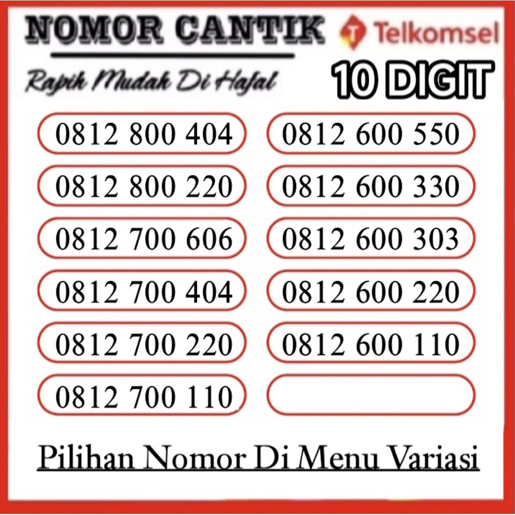 NOMOR CANTIK 10 DIGIT TELKOMSEL