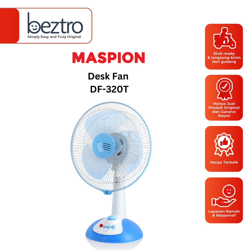 Maspion Desk Fan DF-320T 12 inch – Kipas Angin Meja Maspion DF320T Warna Biru