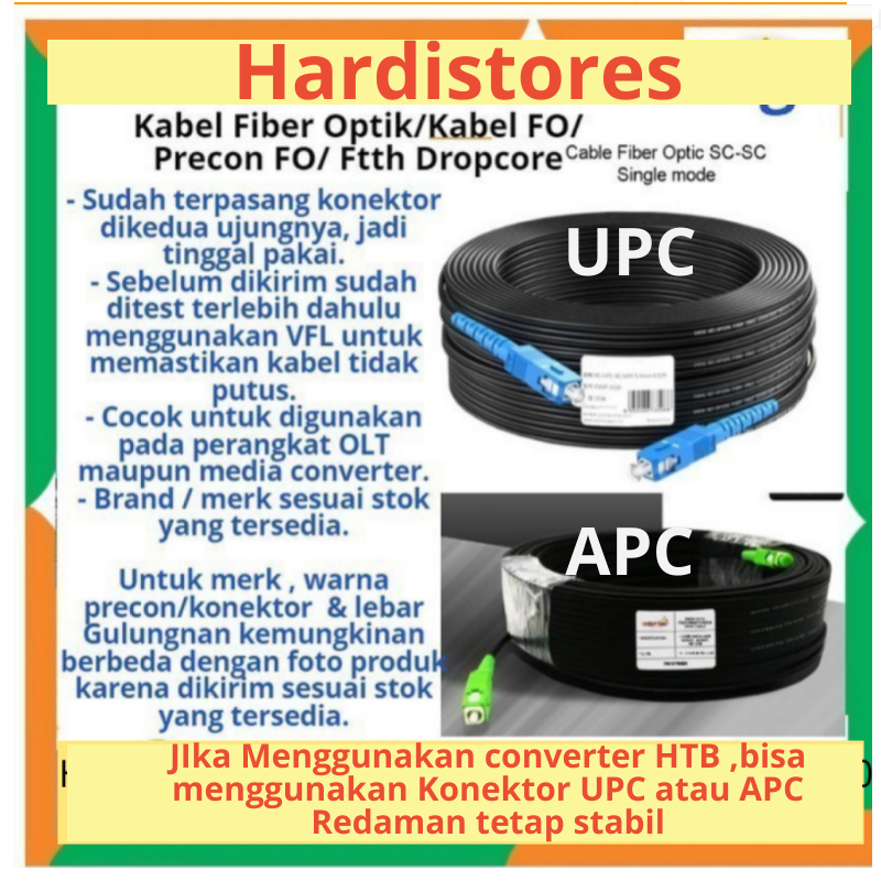 Dropcore Fiber Optik FTTH  Kabel FO Precon 50m 55m 60m 75m 80m Siap pakai Bergaransi