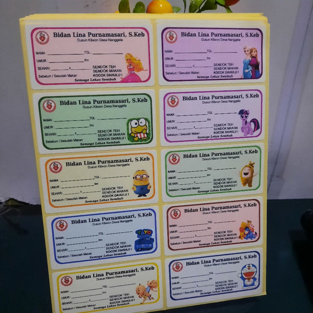 

Label / Etiket Obat Sirup Warna (Karakter)