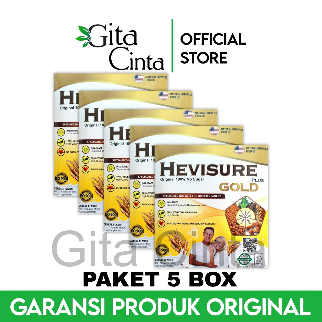 

5 Box Susu Hevisure Gold Atasi Diabetes Kencing Manis Gula Darah Tinggi Original Asli