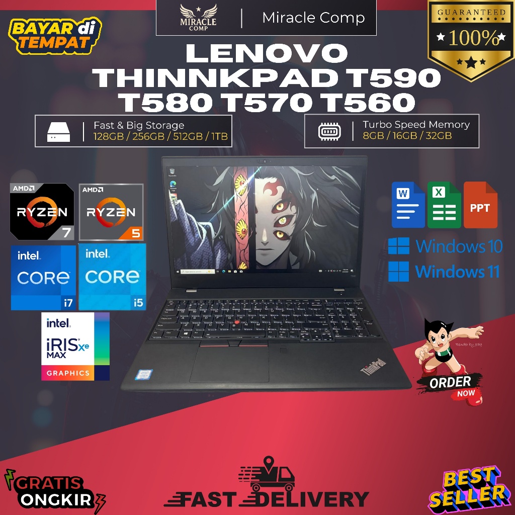 Lenovo Thinkpad T590 T580 T570 T560 Intel i7 i5 32GB 512GB 15 inch