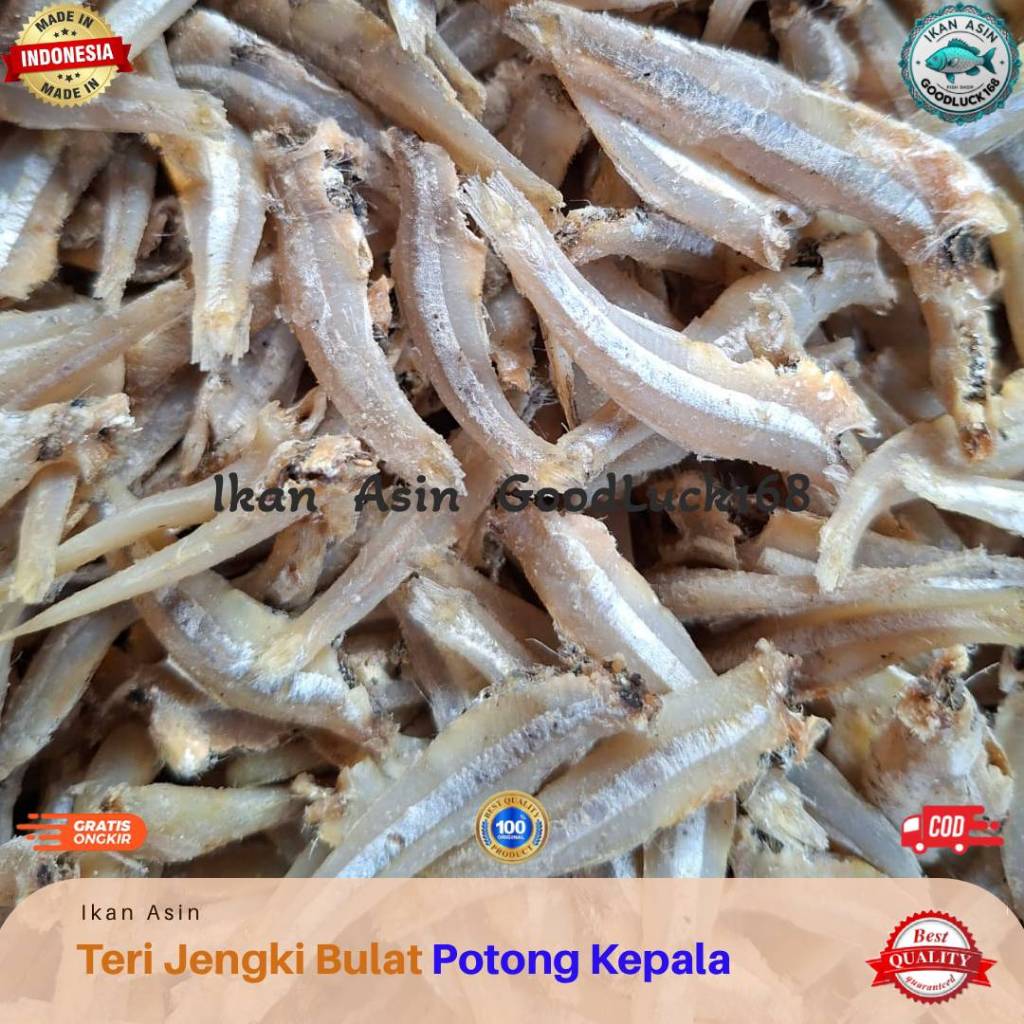 

Ikan Asin Teri Jengki Bulat (Buang / Potong / Tanpa Kepala) 250gram, 500gram, 1kg