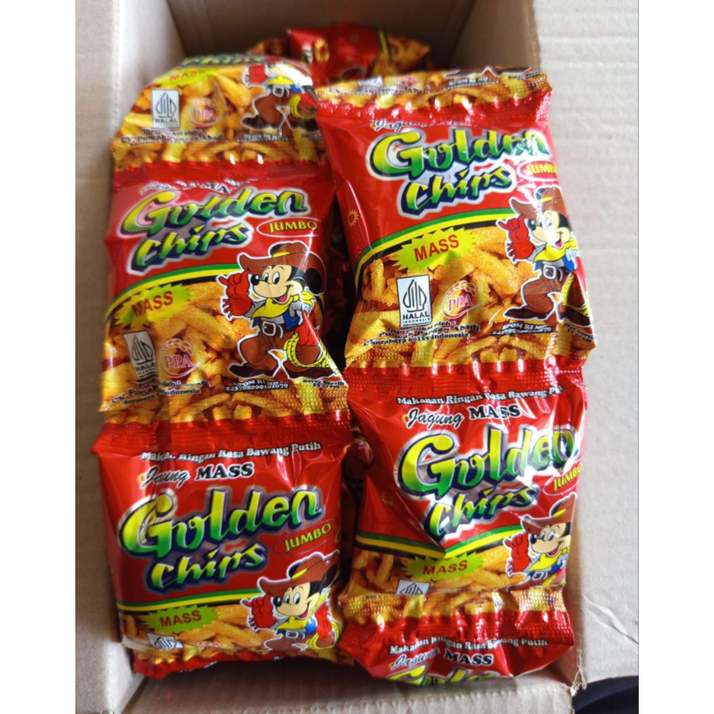 

Golden chips | snack potato | 1 renteng isi 10 pcs | Camilan atau Snack Gurih dan Renyah