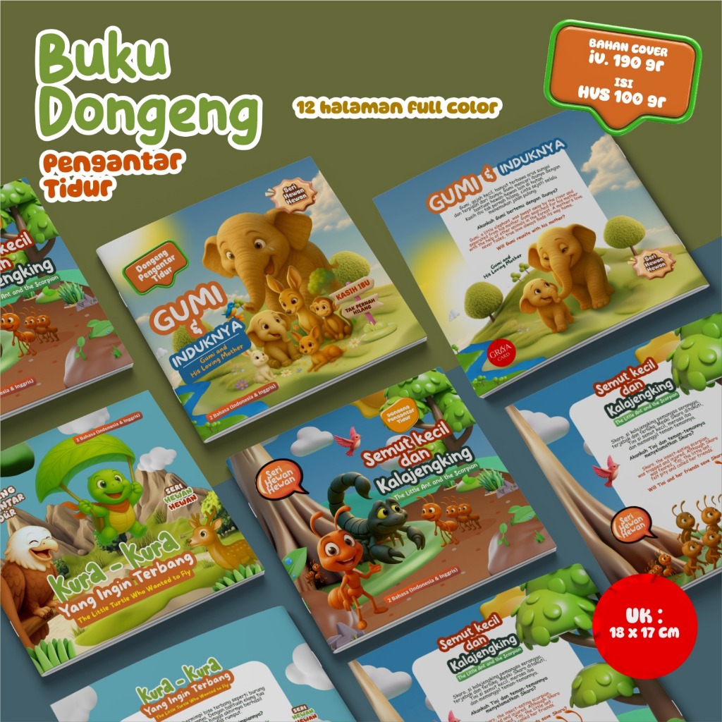 BUKU DONGENG PENGANTAR TIDUR | BUKU DONGENG CERITA HEWAN | BUKU CERITA ANAK BERGAMBAR ISI 12 HALAMAN