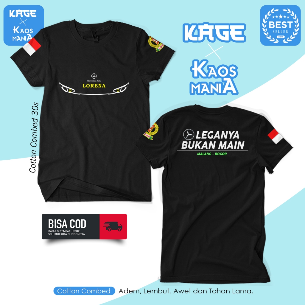 Baju Kaos LORENA BUS MANIA EXECUTIVE Kaos Bis Transport /Kaos Cotton 1 Combed 30s KAOS KAGE