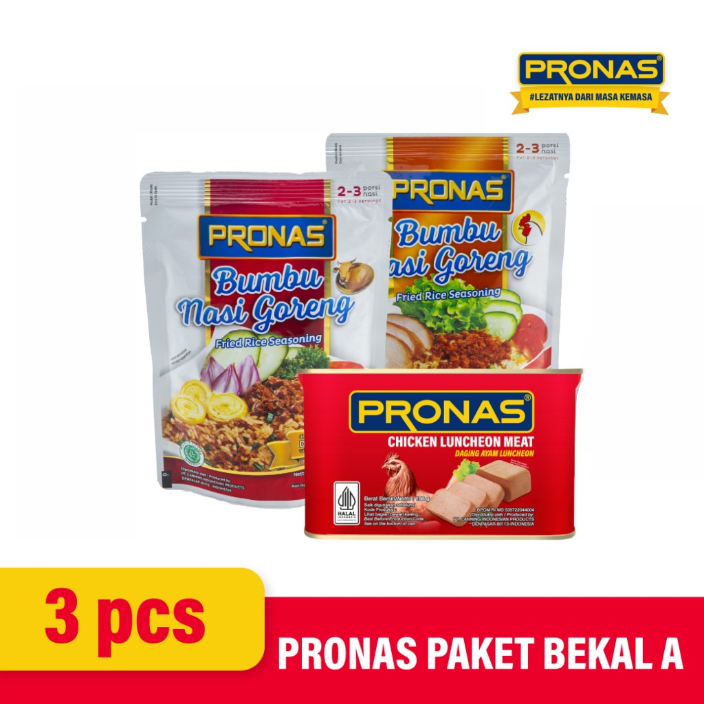 

PRONAS Paket Bumbu Nasi Goreng Ayam + Sapi 110 g (1pcs) & Luncheon Ayam 198 g (1pcs)